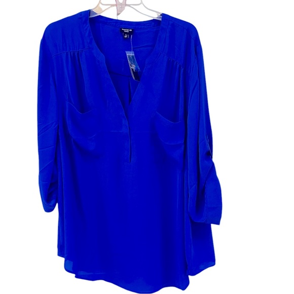 Torrid Harper Georgette Pullover 3/4 Sleeve Blouse Electric Blue 4X NWT - Picture 4 of 10